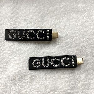 GG black and silver with rhinestones set of two hair pins